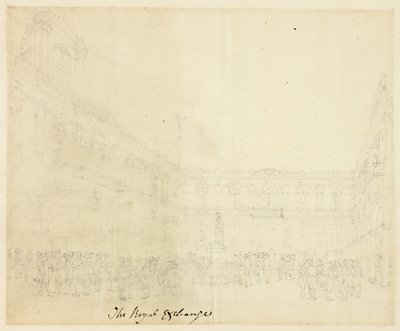 Studie for The Royal Exchange, fra Microcosm of London av Augustus Charles Pugin