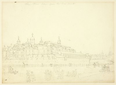 Studie for The Tower Hentet fra New Mint, fra Microcosm of London av Augustus Charles Pugin