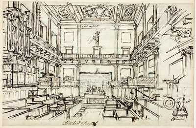 Studie for Whitehall Chapel, fra Microcosm of London av Augustus Charles Pugin