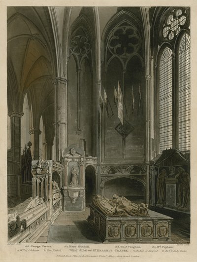 Vestsiden av St Erasmus Chapel, Westminster Abbey, London av Augustus Charles Pugin