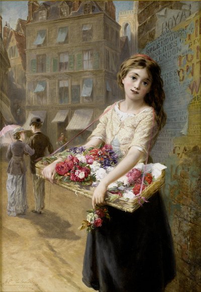 En blomsterselger på gaten av Augustus Edwin Mulready