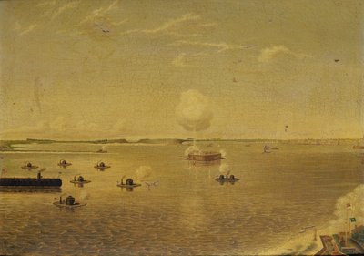 Assault on Fort Sumter, 7. april 1863, ca. 1863 (olje på lerret) av Augustus Grinevald