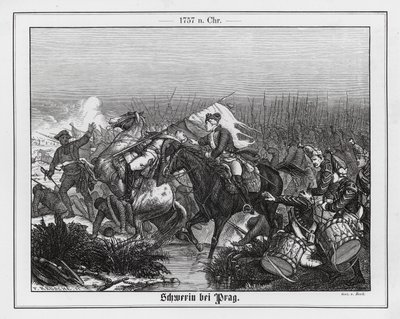 Feltmarskalk von Schwerins død i slaget ved Praha, syvårskrigen av Augustus J. Beck