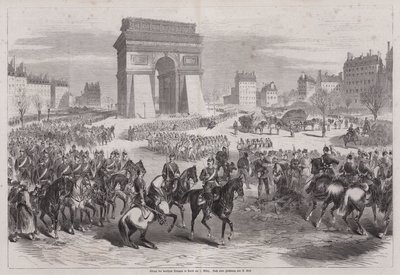 Tyske tropper kommer inn i Paris etter slutten av den fransk-prøyssiske krigen av Augustus J. Beck