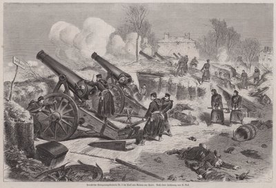 Preussisk beleiringsbatteri i parken Le Raincy under beleiringen av Paris, fransk-prøyssisk krig av Augustus J. Beck