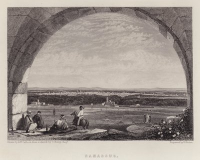 Damaskus (farge litho) av Augustus Wall (after) Callcott