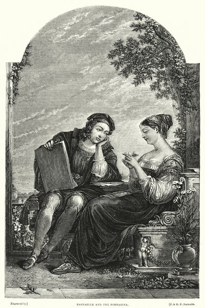 Raffaelle og Fornarina (gravering) av Augustus Wall (after) Callcott