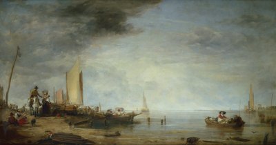 Dutch Market Boats, Rotterdam (olje på lerret) av Augustus Wall Callcott