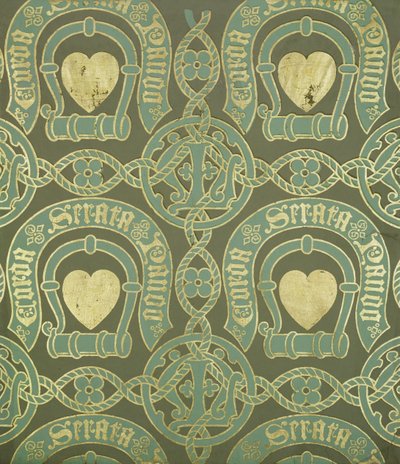 Hjertemotiv kirkelig tapetdesign av Augustus Welby Northmore Pugin