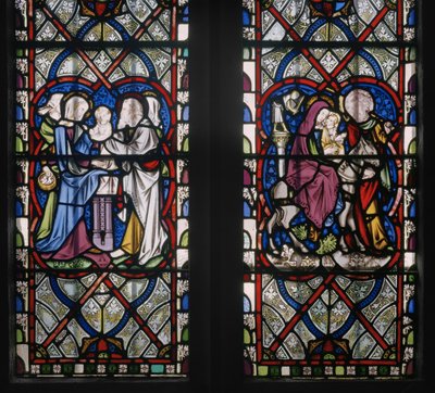 Lady Chapel Window med scener fra Jomfruens liv, detalj, 1851 (farget glass) av Augustus Welby Northmore Pugin