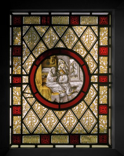 Bibliotekvindu med nederlandsk Roundel, ca. 1844 (farget glass) av Augustus Welby Northmore Pugin