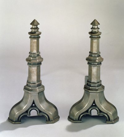 Par Andirons i gotisk stil, ca. 1836 (støpt stål) av Augustus Welby Northmore Pugin