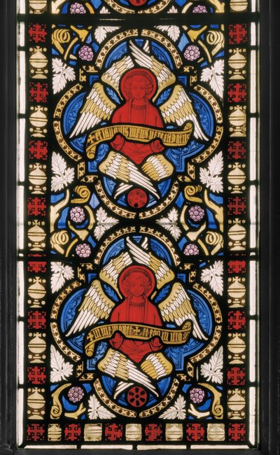 Seraphim, Blessed Sacrament Chapel, ca. 1845 (farget glass) av Augustus Welby Northmore Pugin