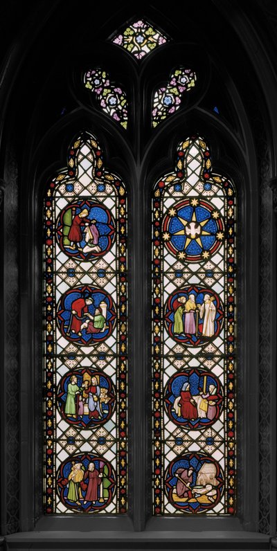 Seven Corporal Acts Of Mercy, ca. 1845 (farget glass) av Augustus Welby Northmore Pugin