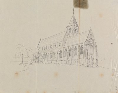 Skisse av en gotisk kirke av Augustus Welby Northmore Pugin