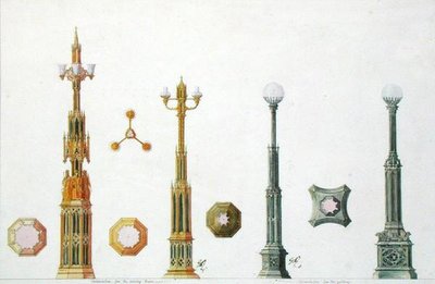 Design for kandelaber på Windsor Castle av Augustus Welby Pugin