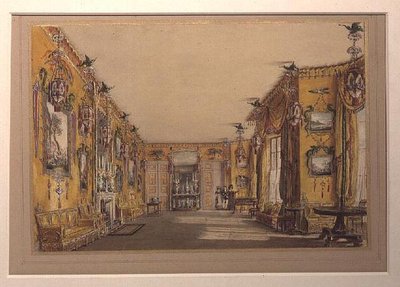 The Yellow (North) Drawing Room (farge litho) av Augustus Welby Pugin