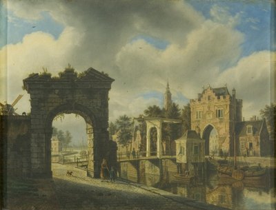 Kanalscene med vindebro av Augustus Wijnands