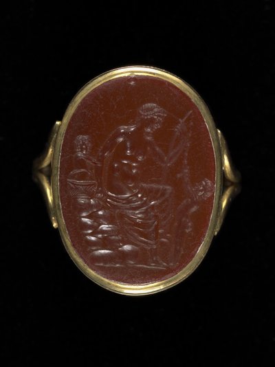 Ringstein som viser Afrodite, ca. 100-70 f.Kr. (karneol) av Aulos Aulos