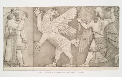 Bas-relieffer ved inngangen til et lite tempel ved Nimroud [Calah], 1853 av Austen Henry Layard