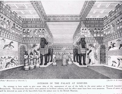 Interiør av Palace of Nineveh, illustrasjon fra 