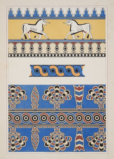 Malte ornamenter fra Nimroud, fra Monuments of Nineveh, pub. 1849 av Austen Henry Layard