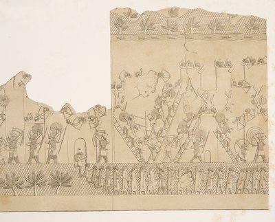 Beleiring og eskalade av en by (Kouyunjik), fra Monuments of Nineveh, pub. 1849 av Austen Henry Layard