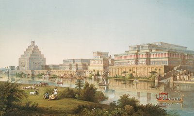 Palassene til Nimroud [Calah] restaurert, 1853 av Austen Henry Layard