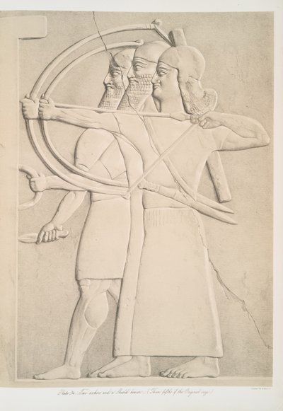 To bueskyttere og en skjoldbærer, 1849 av Austen Henry Layard