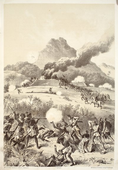 Å ta en maori-redutt, fra The History of Australasia av David Blair, McGrady, Thomson og Niven, 1879 av Australian School