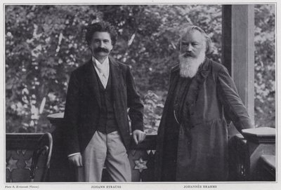 Komponister Johann Strauss den yngre og Johannes Brahms, Wien av Austrian Photographer