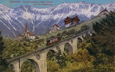 Innsbruck - taubane og viadukt. Postkort sendt i 1913. av Austrian Photographer