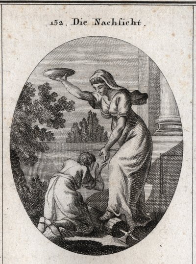 Allegori om overbærenhet. Hun troppet under føttene buntene og øksen som liktorene bar blant romerne. Hun holder en hevet frakk og rekker frem hånden til en slave som legger føttene på kne. Gravering i "" Iconologie oder Ideen aus dem Gebiete der Le av Austrian School