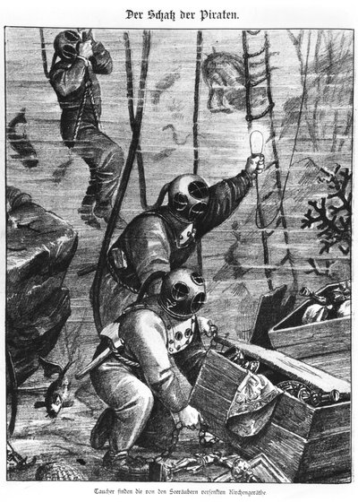 Dykkere som finner piraterskatter, 1897 av Austrian School