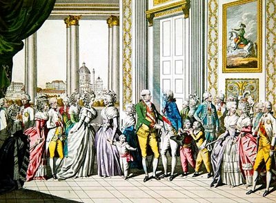 Keiser Leopold II og hans familie ønsker Ferdinand I, kongen av Napoli og Sicilia og hans familie velkommen i Wien av Austrian School