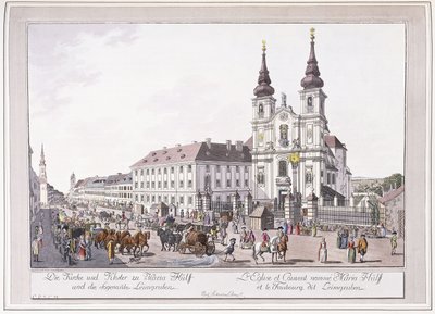 Sognekirke og Mariahilfs kloster i Leimggruben av Austrian School