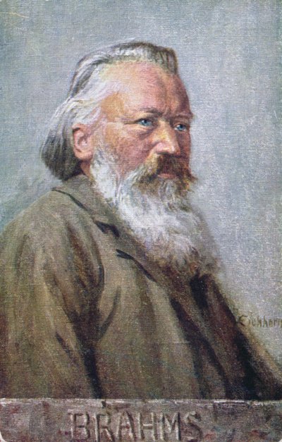 Postkort som viser Johannes Brahms ca. 1910 av Austrian School