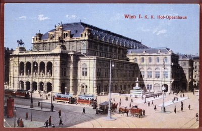 Postkort som viser statsoperaen i Wien, ca. 1900 av Austrian School