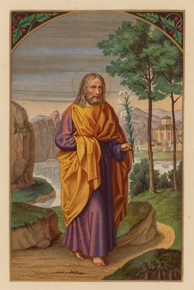 Saint Joseph, skytshelgen for kirken (chromolith) av Austrian School