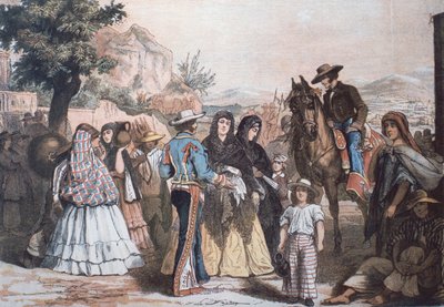 Tradisjonelle meksikanske kostymer fra midten av det nittende århundre av Austrian School