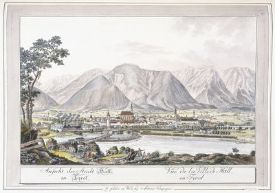 Utsikt over Hall in Tirol, 1779-1792 av Austrian School