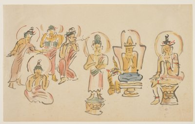 (Asakusa Kannon tempelkarikaturer A), ca. 1900 av Awashima Kangestu
