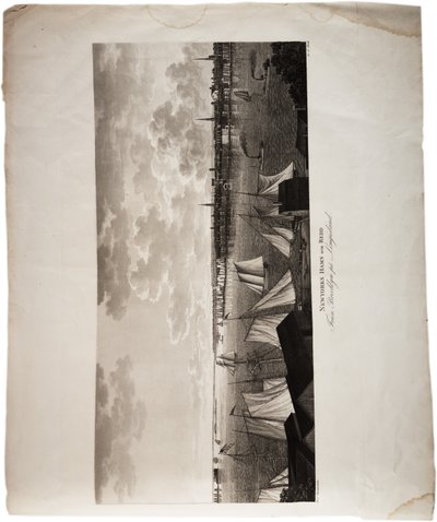 New York Harbour, fra Brooklyn til Long Island, fra en atlas fra USA, 1824 (akvatint) av Axel Leonhard Klinckowström