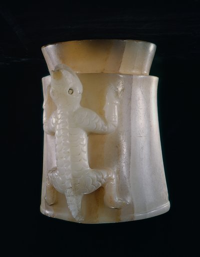 Krukke, funnet på Isla de Sacrificios, Veracruz, Mexico (onyx) av Aztec