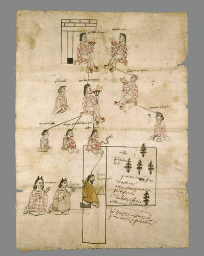 Side med Aztec Land Record, ca. 1575 (blekk på papir) av Aztec