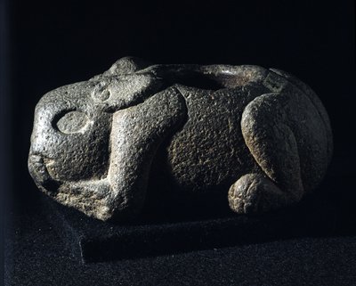 Aztec kunst: Ometochtli, gud kaninsjef for drukkenskap. av Aztec Aztec