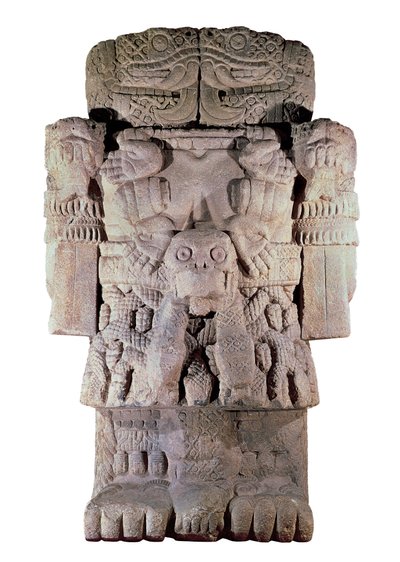 Aztekisk sivilisasjon: steinstatue av jordens gudinne, skapelse og død Coatlicue (stein) av Aztec Aztec