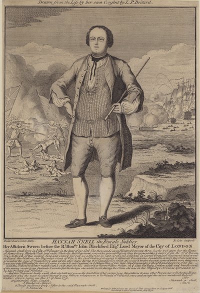 Hannah Snell, den kvinnelige soldaten (gravering) av B. Cole