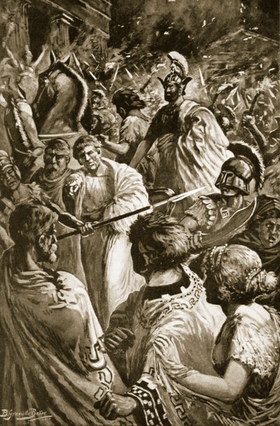 The Sack of Olynthus, 348 f.Kr., illustrasjon fra 