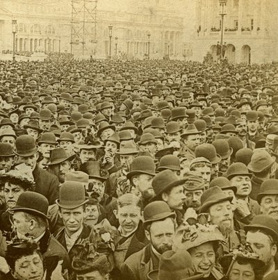 Folkemengde ved åpningen av Columbian Exhibition, Chicago, Illinois, USA, 1893. av B. W. Kilburn